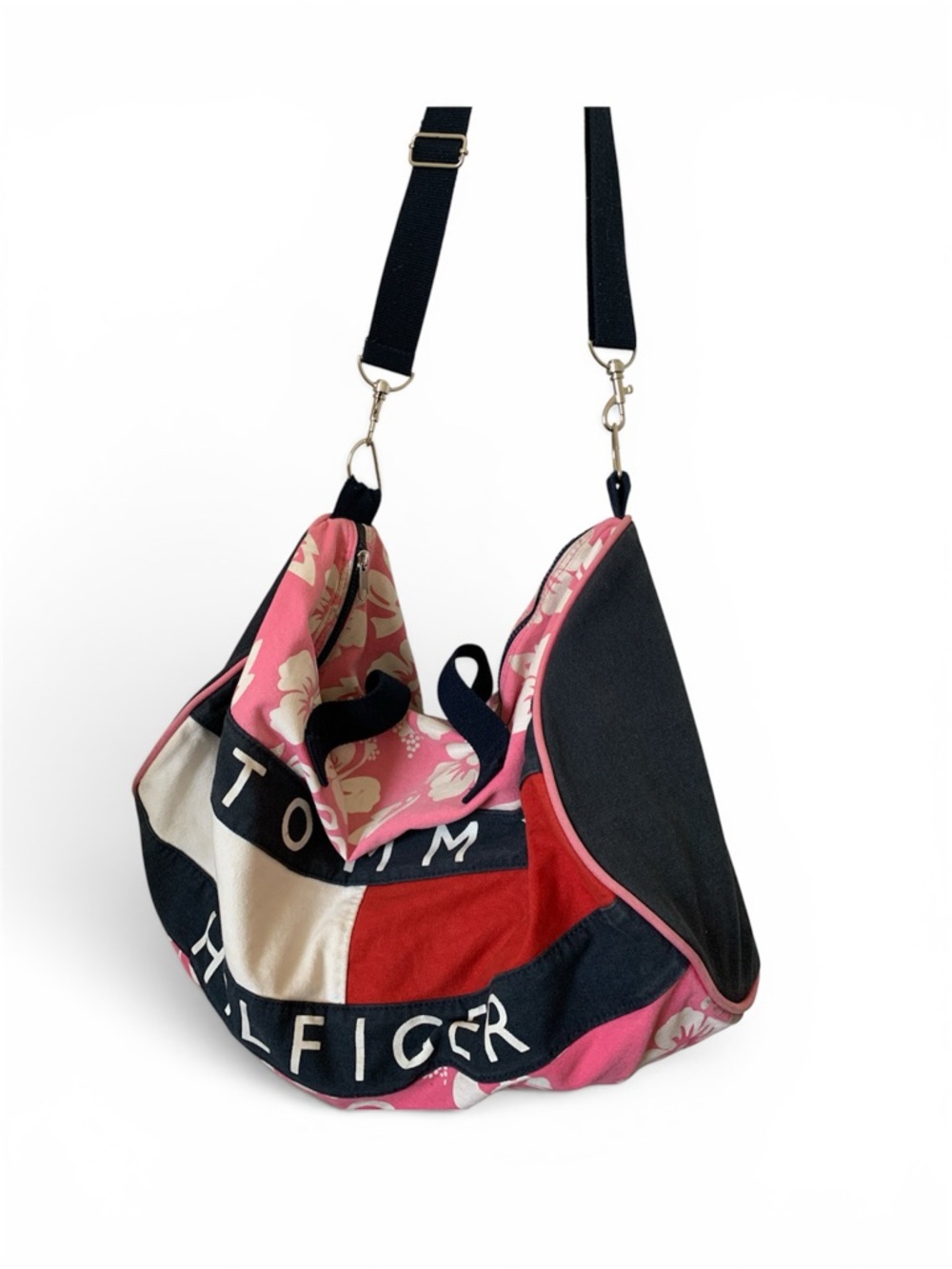 Tommy Hilfiger Large Gym Bag Pink Floral Duffel with Navy